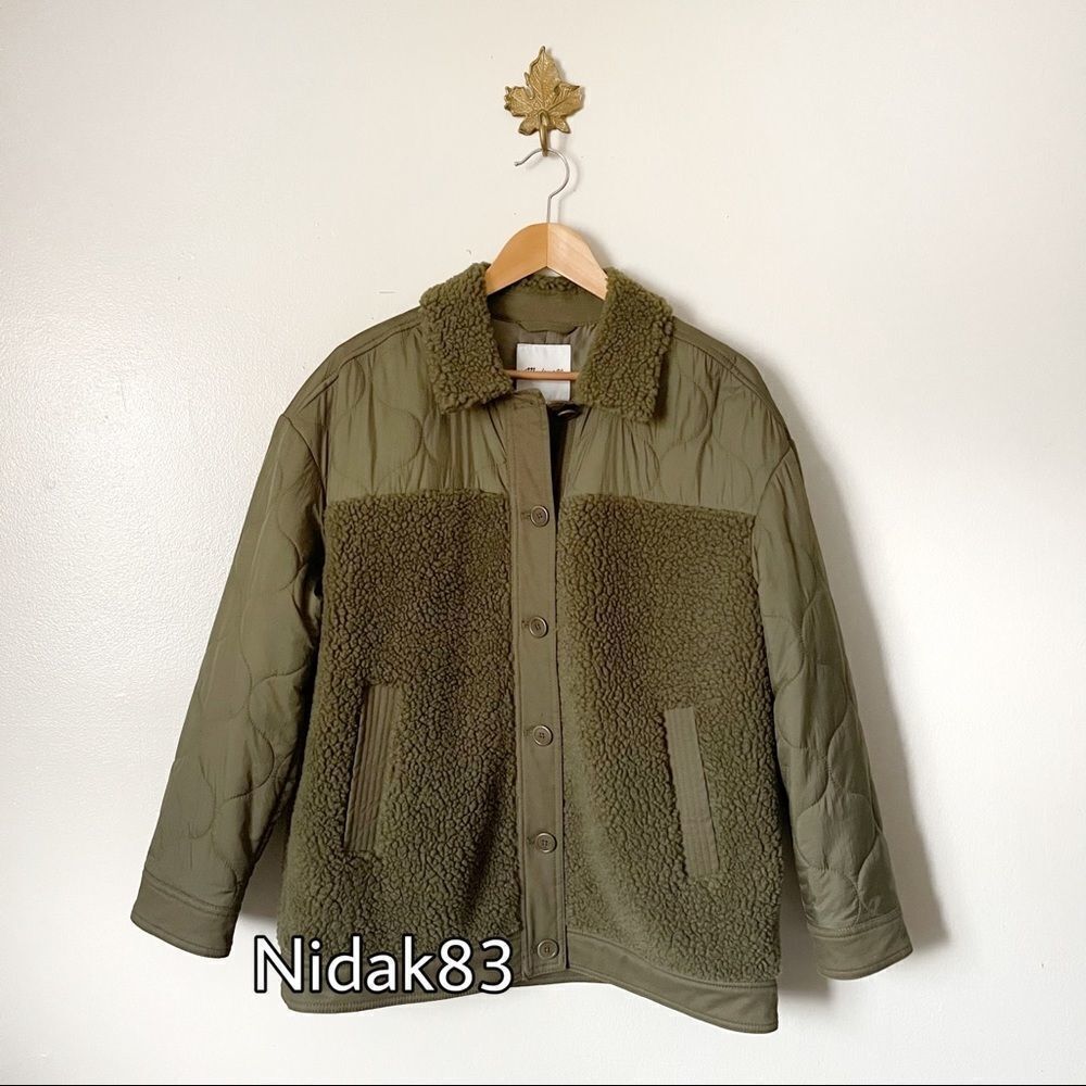 Madewell Olive Green Hybrid Sherpa Jacket NWT Medium - Picture 2 of 9